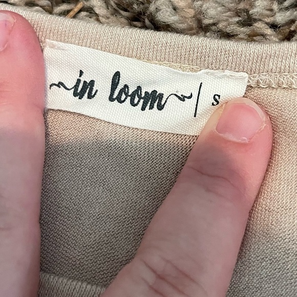 In loom beige smocked flutter sleeve top - Picture 3 of 7